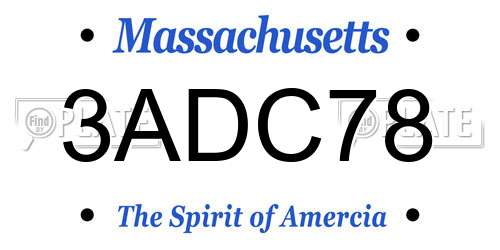3ADC78 Massachusetts License Plate