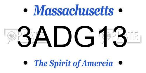 3ADG13 Massachusetts License Plate
