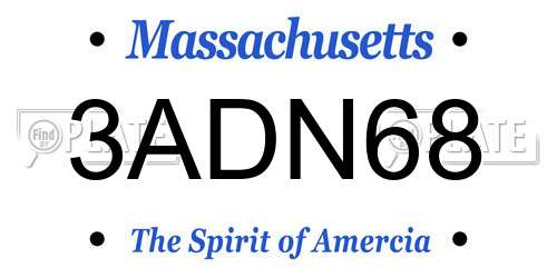 3ADN68 Massachusetts License Plate