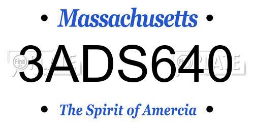 3ADS640 Massachusetts License Plate