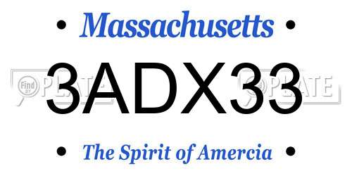 3ADX33 Massachusetts License Plate