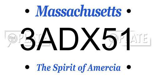 3ADX51 Massachusetts License Plate