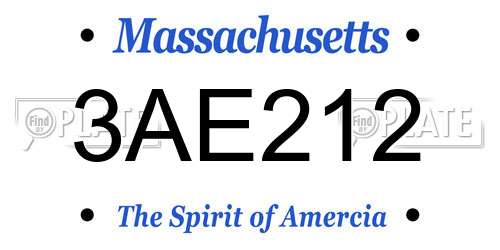3AE212 Massachusetts License Plate