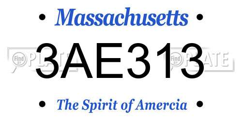 3AE313 Massachusetts License Plate