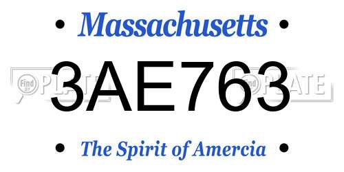 3AE763 Massachusetts License Plate