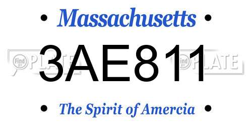 3AE811 Massachusetts License Plate