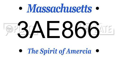 3AE866 Massachusetts License Plate