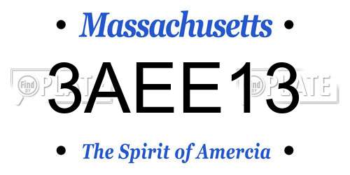 3AEE13 Massachusetts License Plate