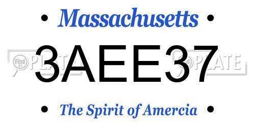 3AEE37 Massachusetts License Plate