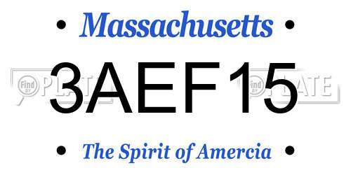 3AEF15 Massachusetts License Plate