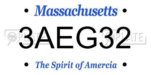 3AEG32 Massachusetts License Plate