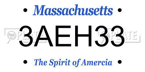 3AEH33 Massachusetts License Plate