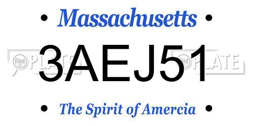 3AEJ51 Massachusetts License Plate