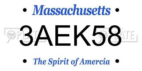 3AEK58 Massachusetts License Plate