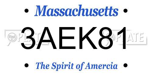 3AEK81 Massachusetts License Plate