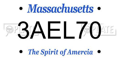 3AEL70 Massachusetts License Plate