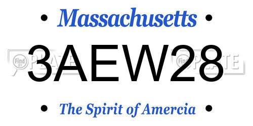 3AEW28 Massachusetts License Plate