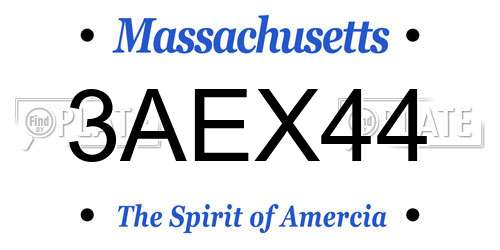3AEX44 Massachusetts License Plate