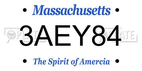 3AEY84 Massachusetts License Plate