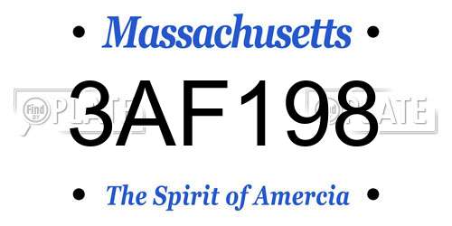 3AF198 Massachusetts License Plate