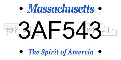 3AF543 Massachusetts License Plate