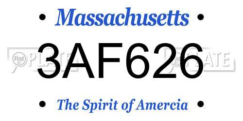 3AF626 Massachusetts License Plate