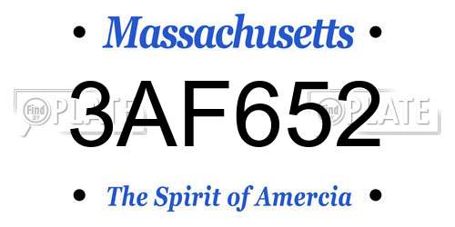 3AF652 Massachusetts License Plate