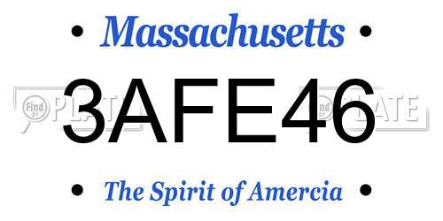 3AFE46 Massachusetts License Plate