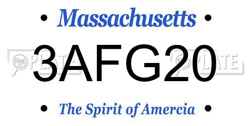 3AFG20 Massachusetts License Plate