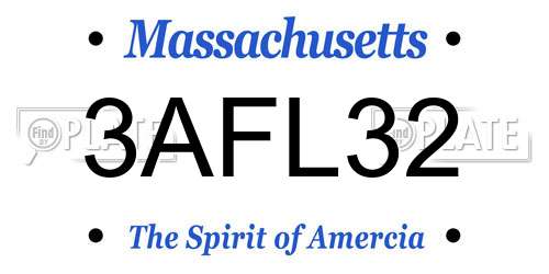 3AFL32 Massachusetts License Plate