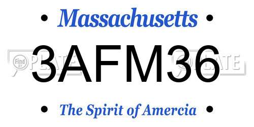 3AFM36 Massachusetts License Plate
