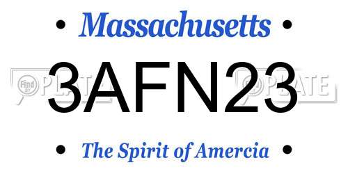 3AFN23 Massachusetts License Plate