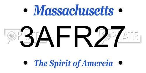 3AFR27 Massachusetts License Plate