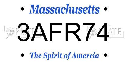 3AFR74 Massachusetts License Plate