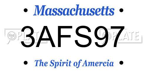 3AFS97 Massachusetts License Plate