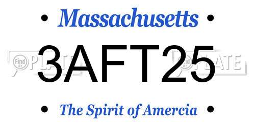 3AFT25 Massachusetts License Plate