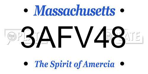 3AFV48 Massachusetts License Plate