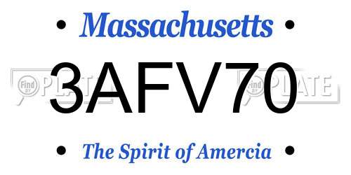 3AFV70 Massachusetts License Plate