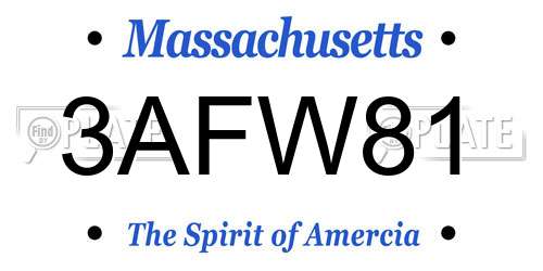 3AFW81 Massachusetts License Plate