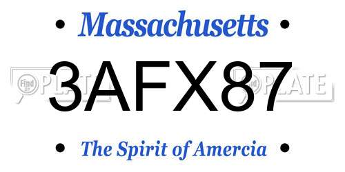 3AFX87 Massachusetts License Plate