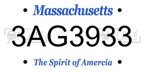 3AG3933 Massachusetts License Plate