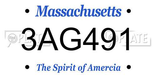 3AG491 Massachusetts License Plate