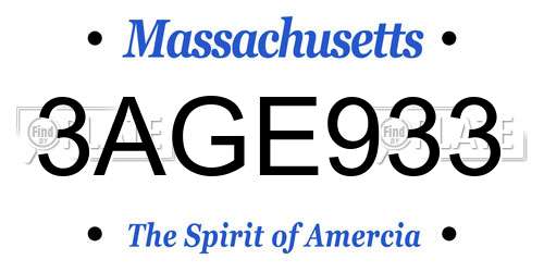 3AGE933 Massachusetts License Plate