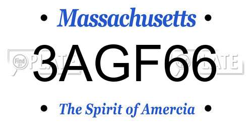 3AGF66 Massachusetts License Plate