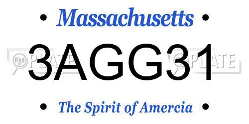 3AGG31 Massachusetts License Plate