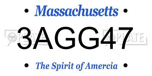 3AGG47 Massachusetts License Plate