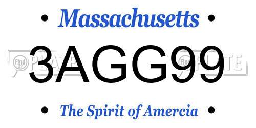3AGG99 Massachusetts License Plate