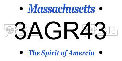 3AGR43 Massachusetts License Plate