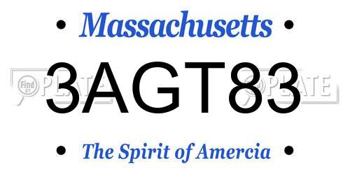 3AGT83 Massachusetts License Plate