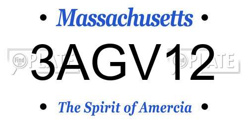 3AGV12 Massachusetts License Plate